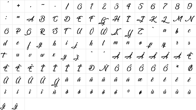 The Blacksmith Regular  glyph index