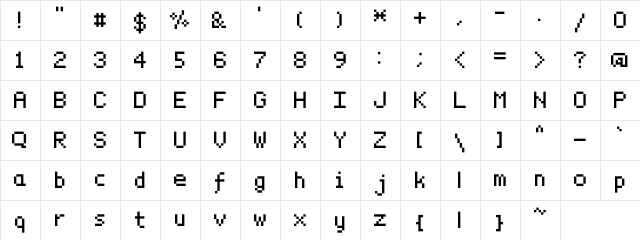 dymsmall Regular  glyph index