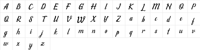 Willona Italic - PU Italic  glyph index