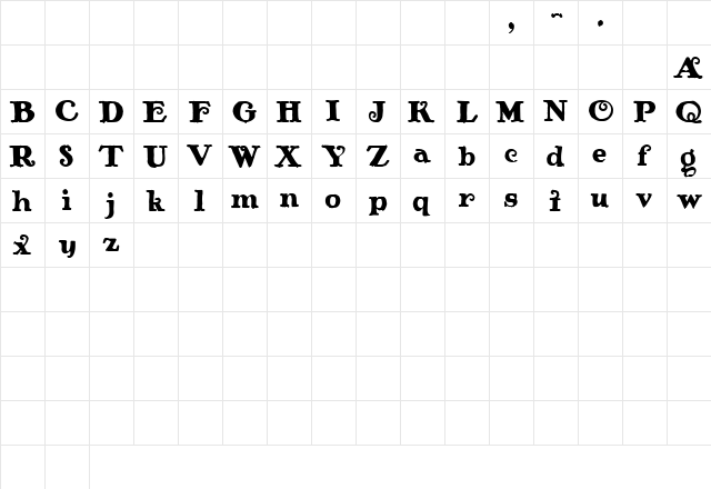 Plakat Regular  glyph index