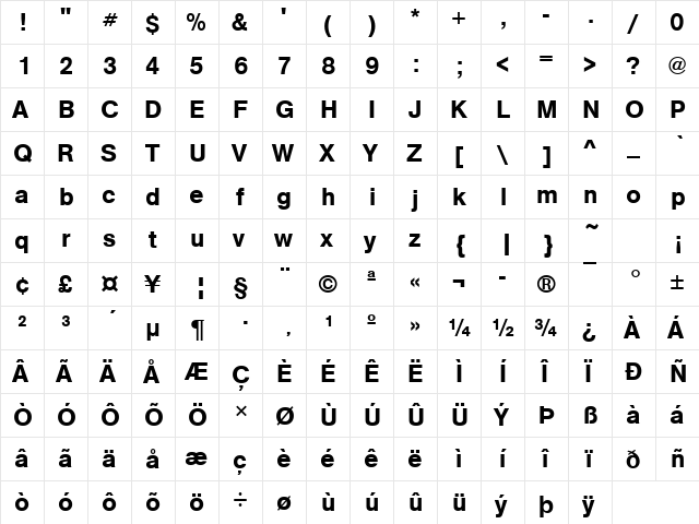 URWAccidaliaBucTMed Regular  glyph index
