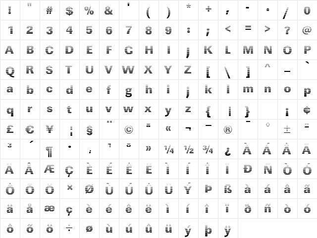 JeffBeckerGradient-Heavy Normal  glyph index