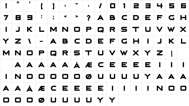 R-Spectr Regular  glyph index