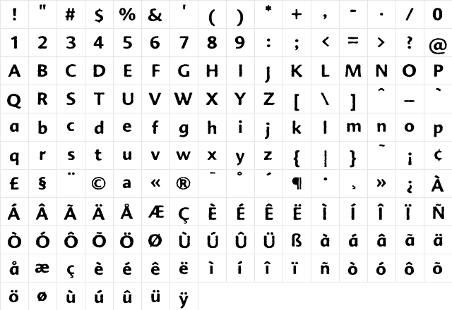 Advert Rough Three Regular  glyph index