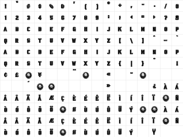 Spanish College Regular  glyph index
