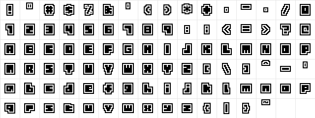 Tiny Box CollageBitA12 Regular  glyph index