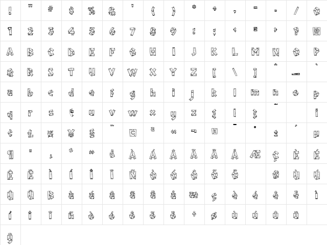 Framed Regular  glyph index