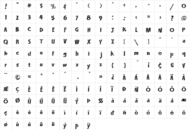 LHF Happy Fun Ball INLINE Regular  glyph index