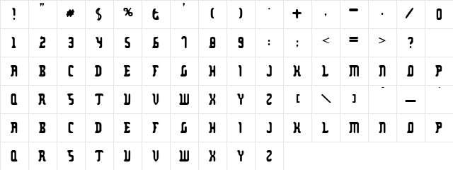Forsee Regular  glyph index