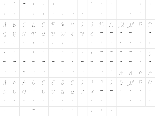 Bordershine Monoline Regular  glyph index