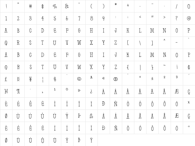 Farm to Market Regular  glyph index