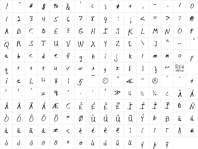 LEHN129 Regular  glyph index