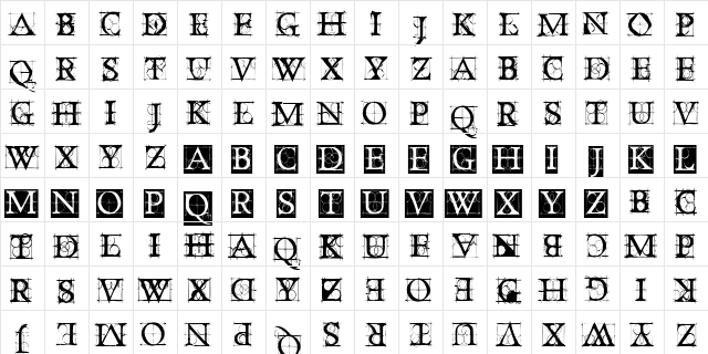 OldConstructedCaps Regular  glyph index