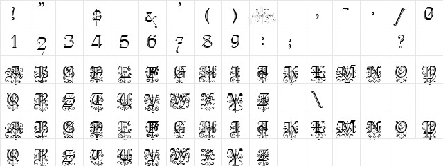 Robin Hood Regular  glyph index