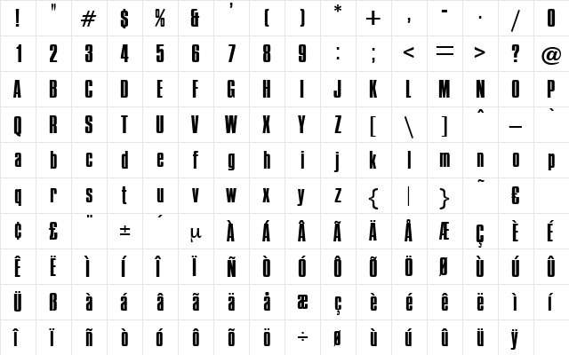 PompejiRegular Regular  glyph index