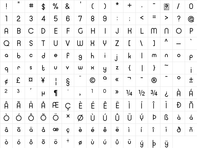 Typo Ring Demo Regular  glyph index