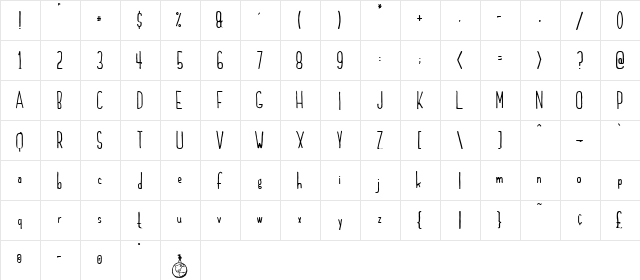 Wooster Normal  glyph index