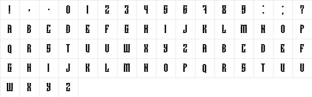 Damages Regular  glyph index