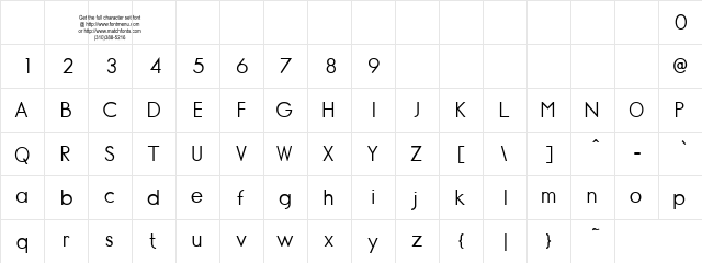 Normographe Tryout Regular  glyph index