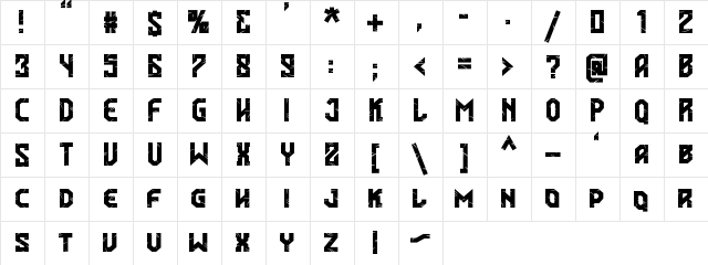 Cakar Monyet Regular  glyph index
