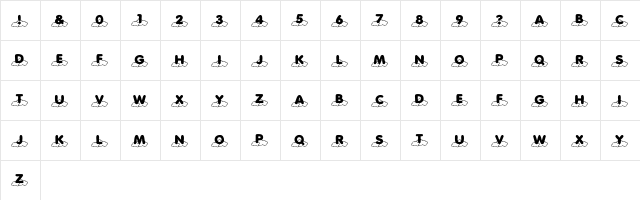 KR Cloud Nine Regular  glyph index
