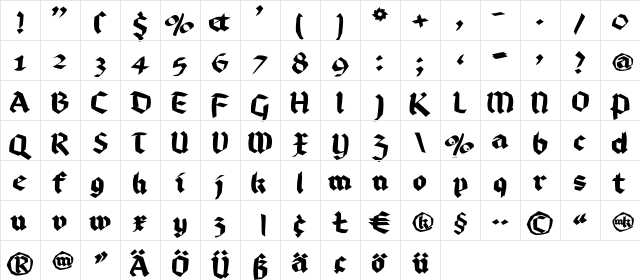 BruchRund Regular  glyph index