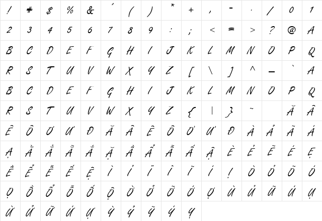 .VnFreeH Medium  glyph index