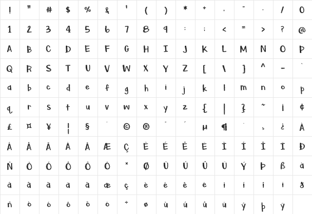 Christmas Sprouts Regular  glyph index