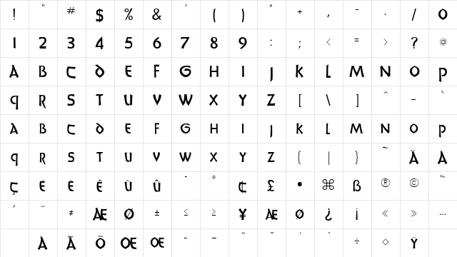 Uncia Dis Medium  glyph index
