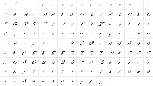 FZ WACKY 58 ITALIC Normal  glyph index