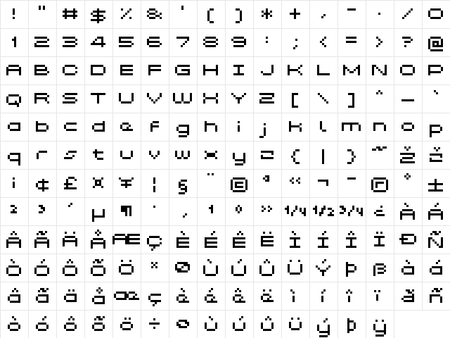 Grixel Kyrou 5 Wide Regular  glyph index