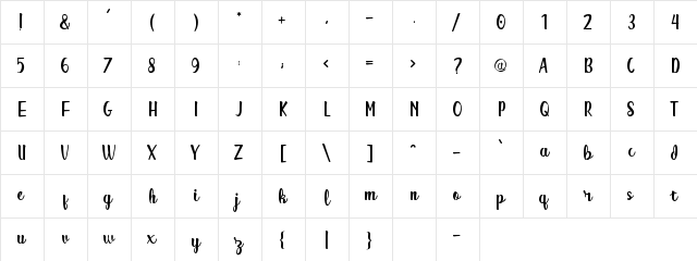 Alitta Regular  glyph index