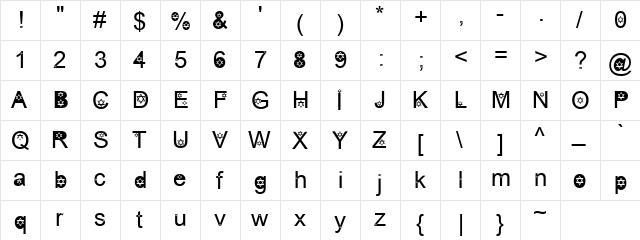 Caps Roll Regular  glyph index