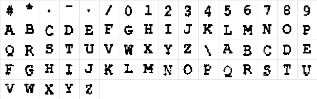 Rubber Biscuit Bold  glyph index