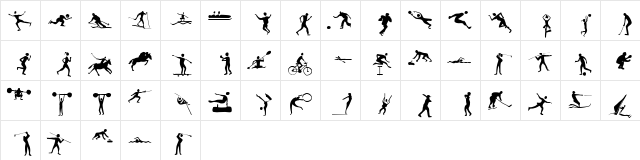 Sportive Regular  glyph index