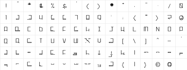 ginger Regular  glyph index