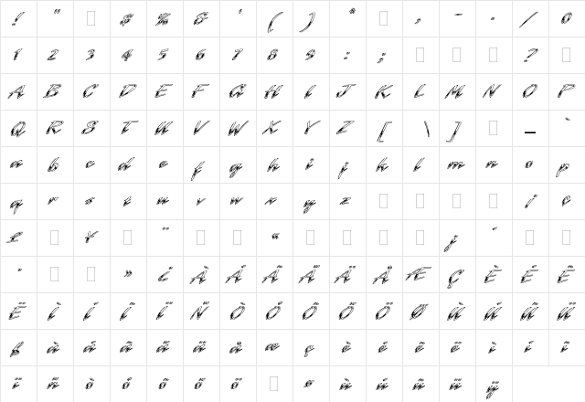 Laser Chrome Plain  glyph index
