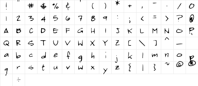 PenPalOne6 Regular  glyph index