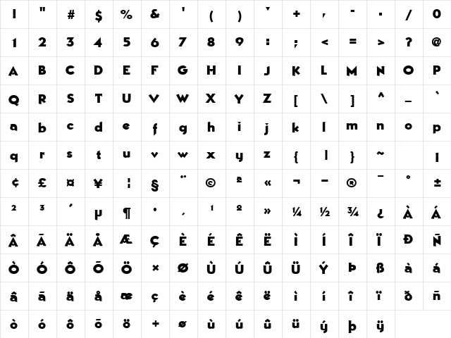 BestSevenFont77 Bold  glyph index