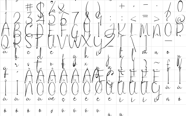 Socialitta Regular  glyph index
