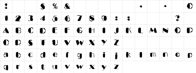 Kaptain Kurk Regular  glyph index