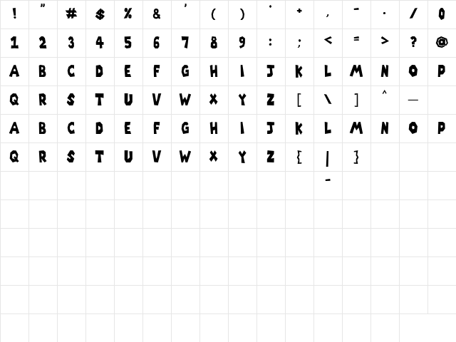 Wilkey Regular  glyph index