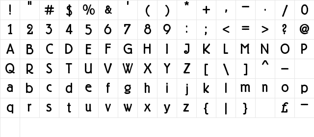 Cuarto Regular  glyph index