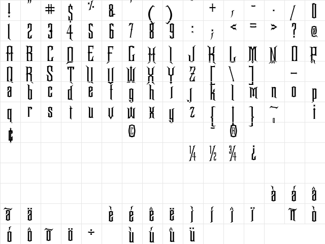 Disney Haunted Mansion 2 Regular  glyph index