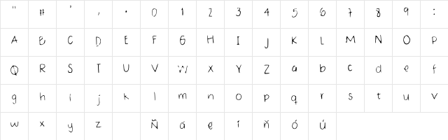 Normal Handwriting Regular  glyph index
