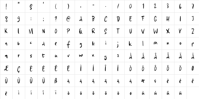 Chillerz DEMO Regular  glyph index