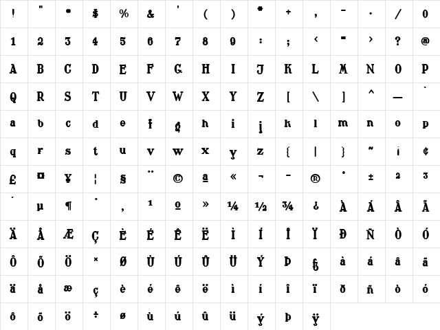 Waschkueche Grob Ultra  glyph index