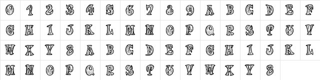 Woodys Regular  glyph index