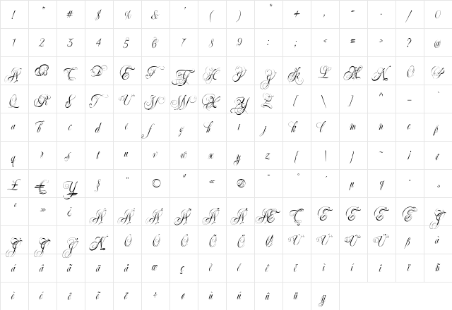 Ellida Medium  glyph index