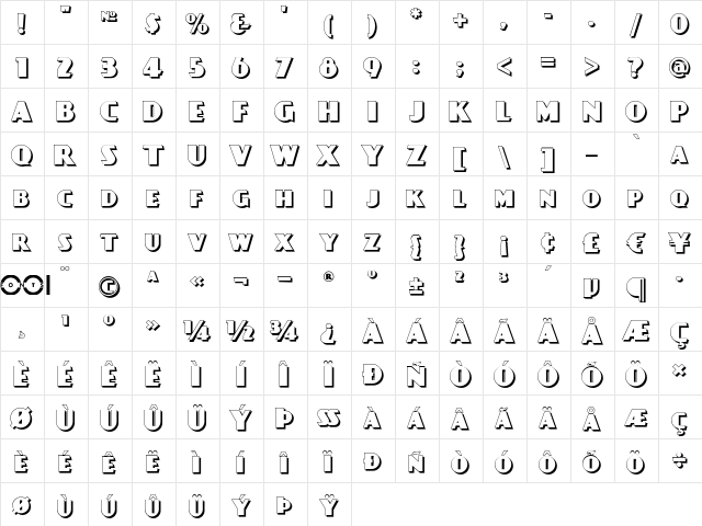 Day Poster Shadow NF Regular  glyph index